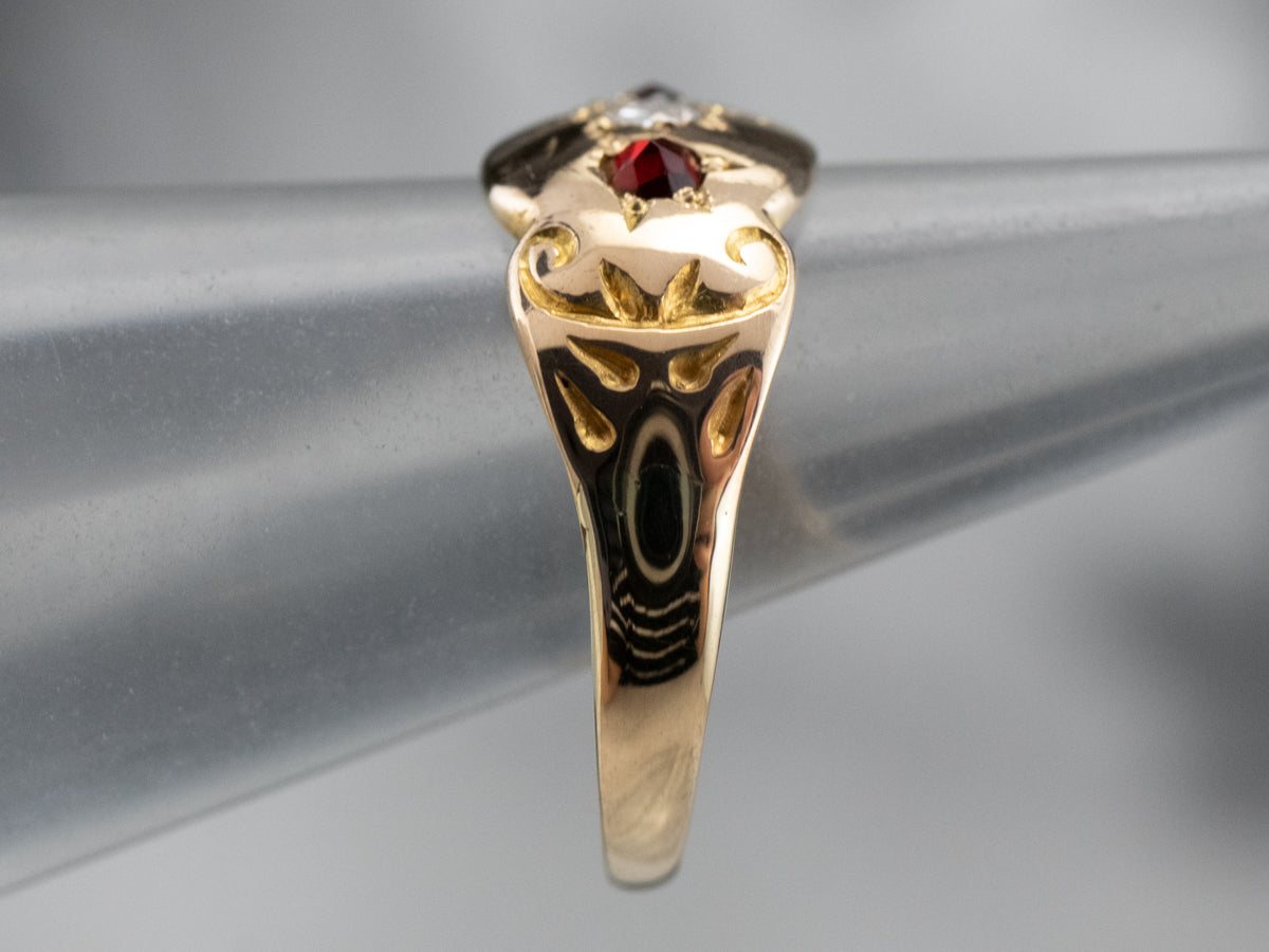 Victorian Diamond and Garnet Starburst Band