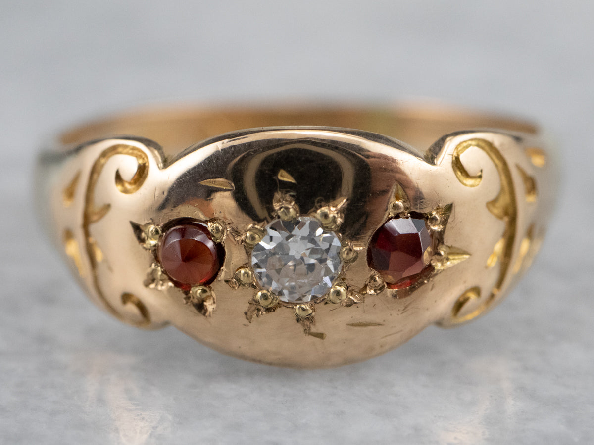 Victorian Diamond and Garnet Starburst Band