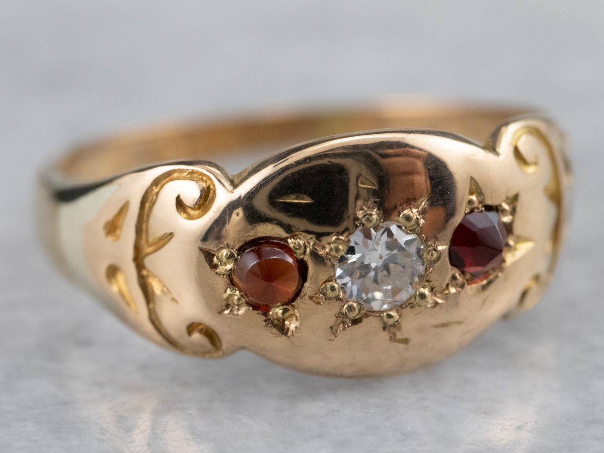 Victorian Diamond and Garnet Starburst Band