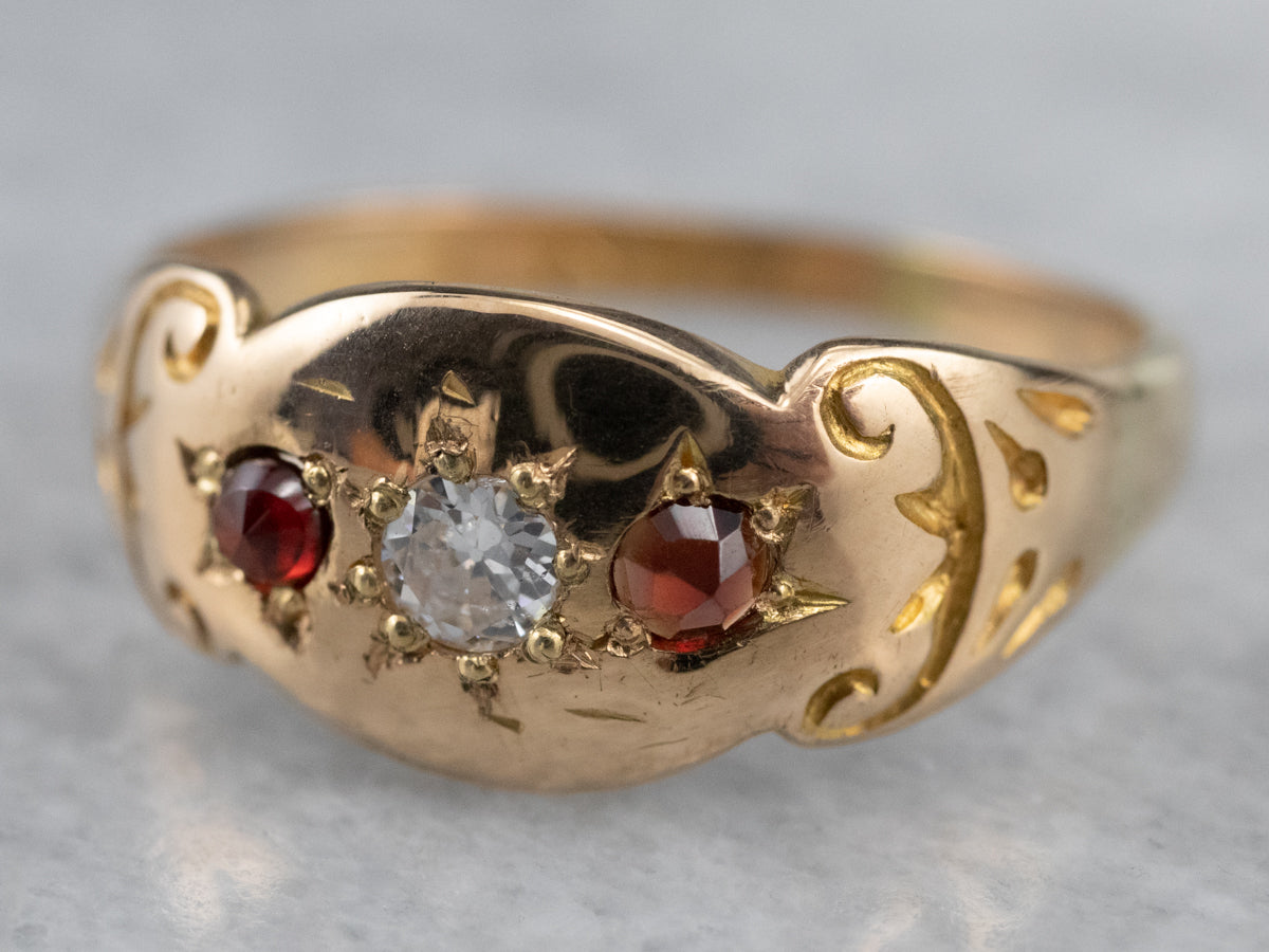 Victorian Diamond and Garnet Starburst Band