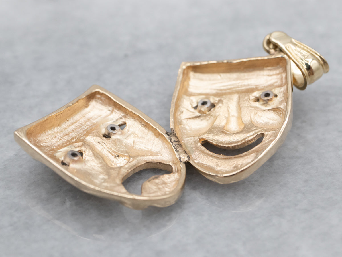 Diamond Comedy and Tragedy Masks Pendant