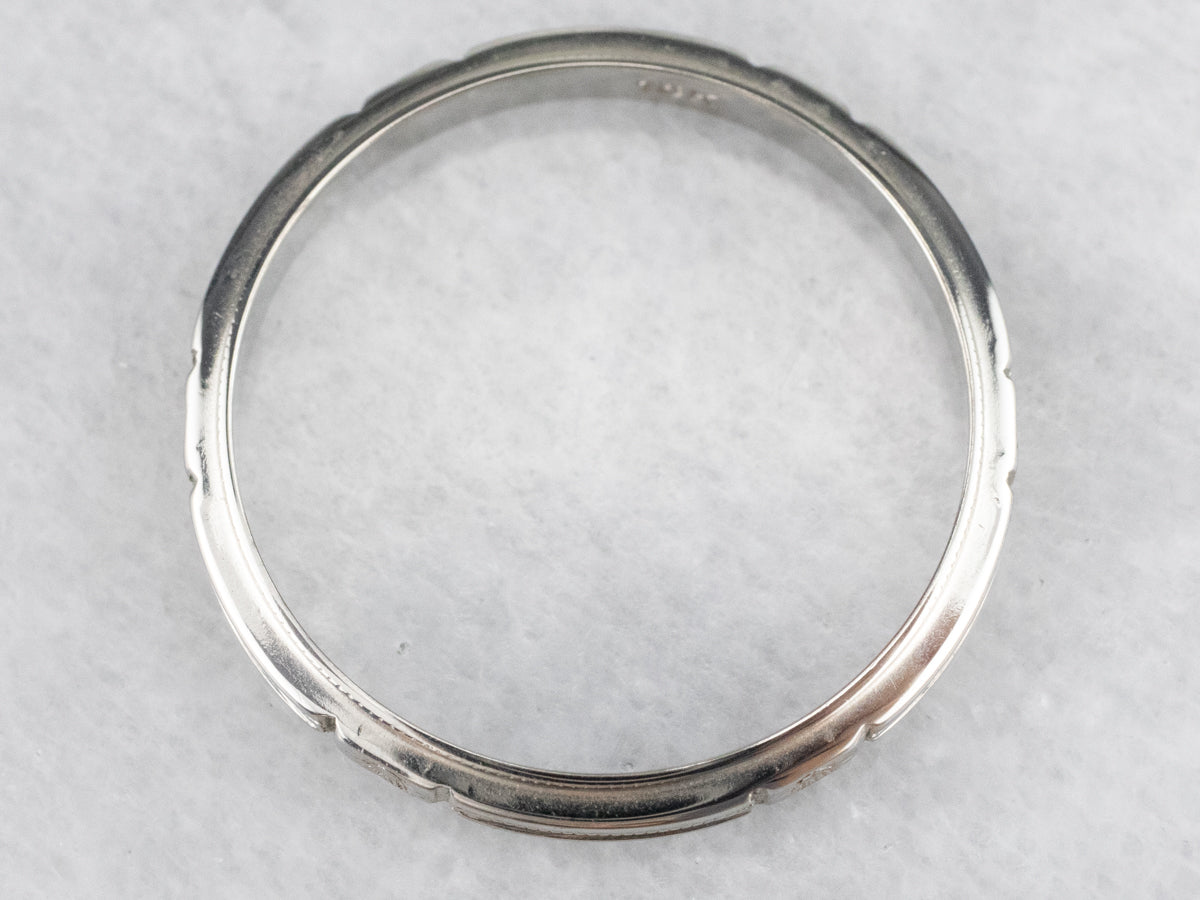 Vintage 18K White Gold Patterned Band