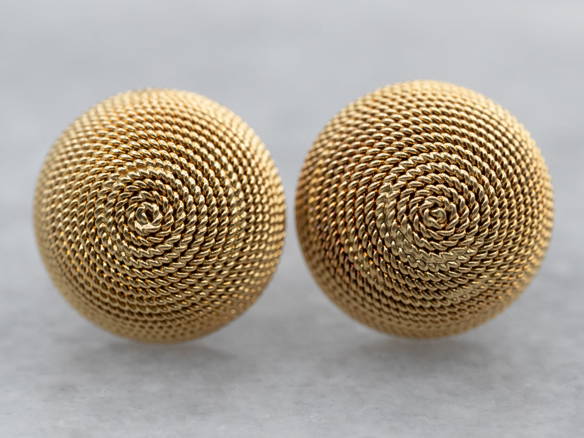 Domed Spiral Rope 18K Gold Stud Earrings