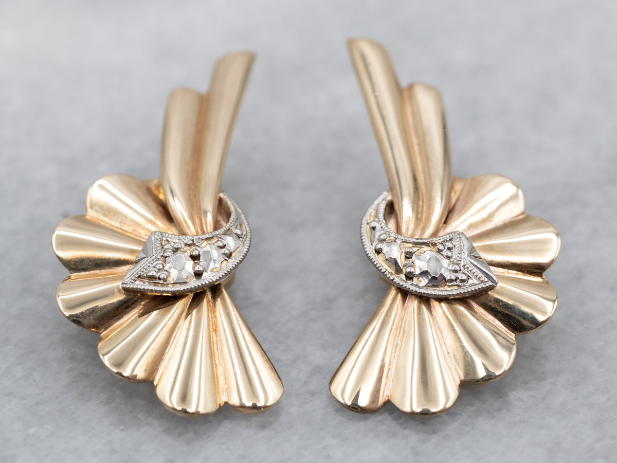 Polished Gold  Retro Era Clip-On Earrings