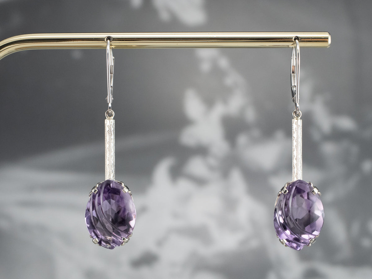 Amethyst earrings white gold shop