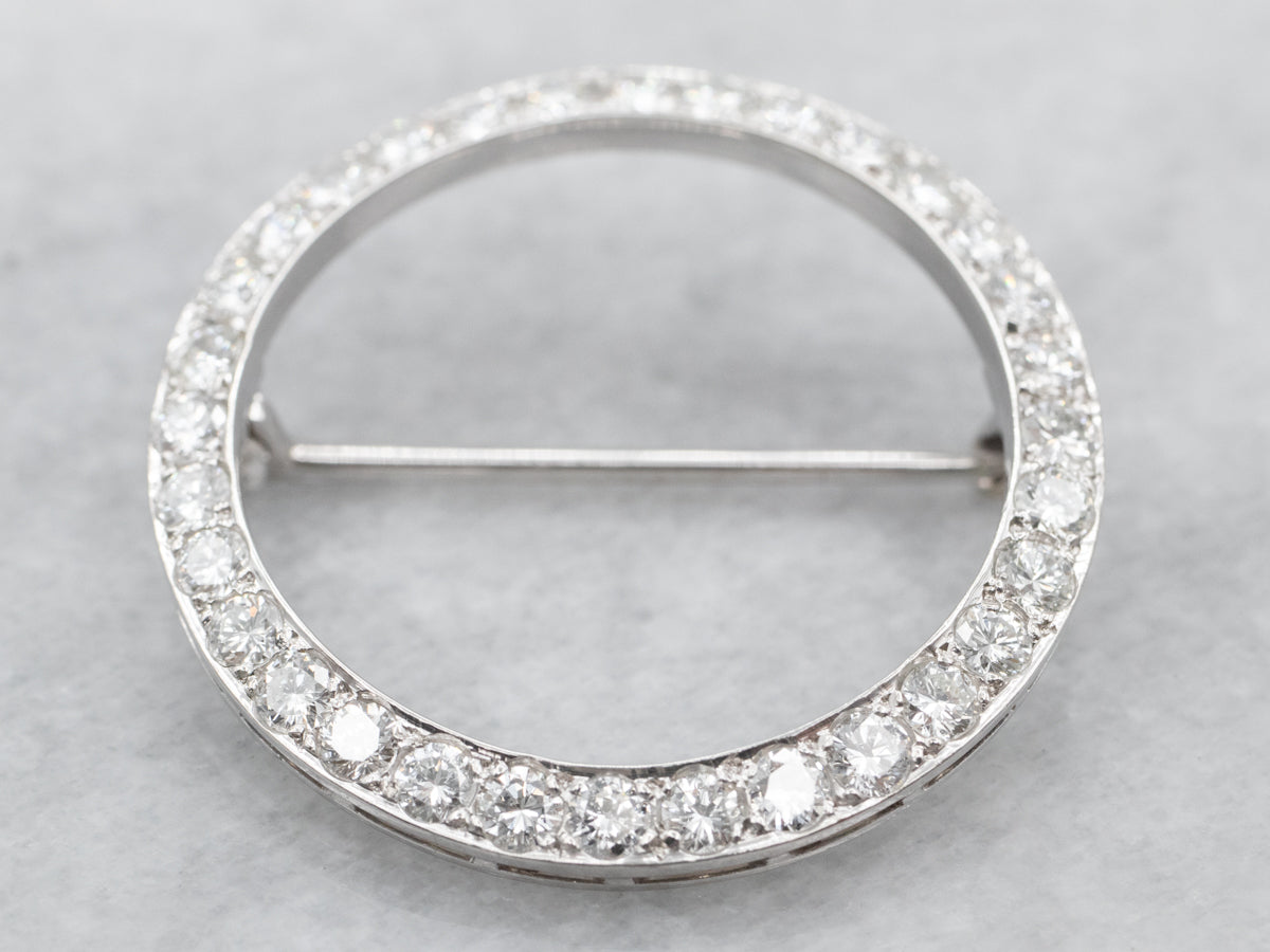 Vintage Platinum and Diamond Circle Pin