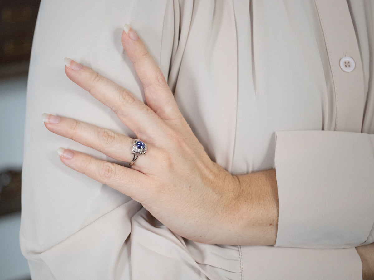 Vintage Purple Sapphire and Diamond Ring