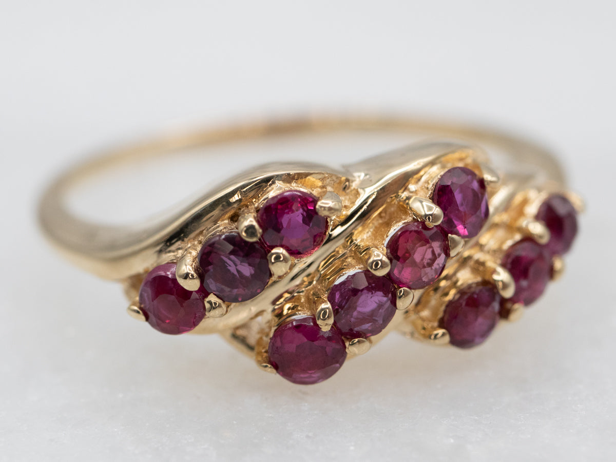 Vintage Gold Ruby Encrusted Band