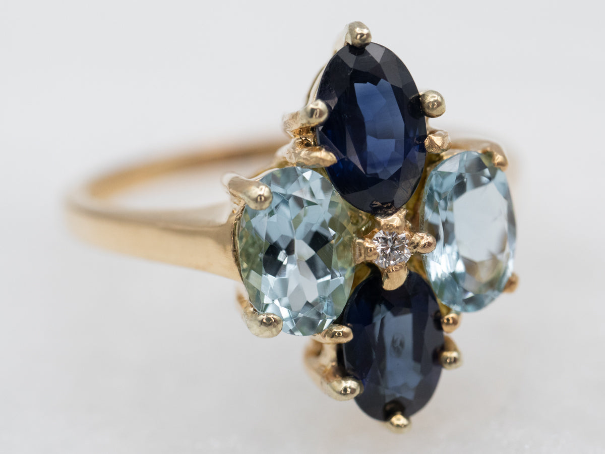 Sapphire Blue Topaz and Diamond Ring