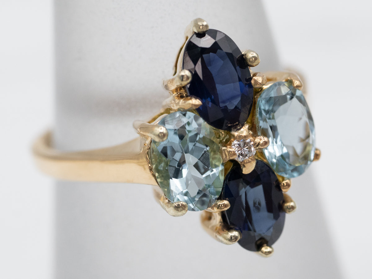 Sapphire Blue Topaz and Diamond Ring