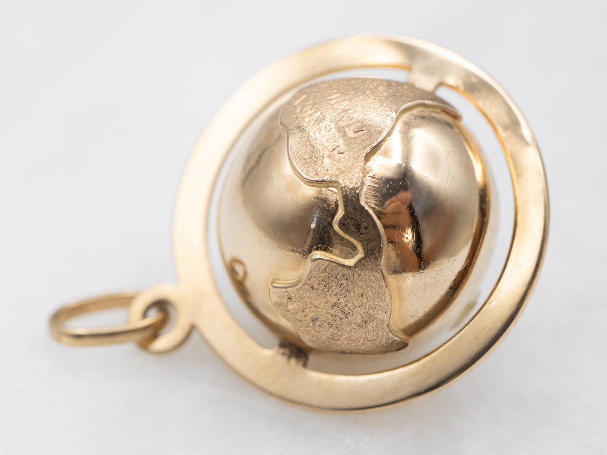 14kt Yellow Gold Moving outlets Globe Charm