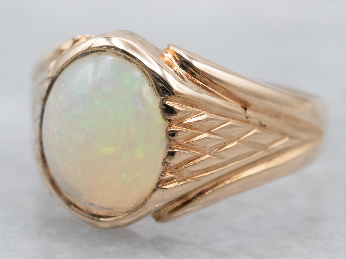 Antique Rose Gold Opal Solitaire Ring