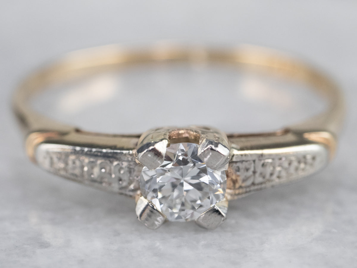 Vintage Floral Diamond Engagement Ring