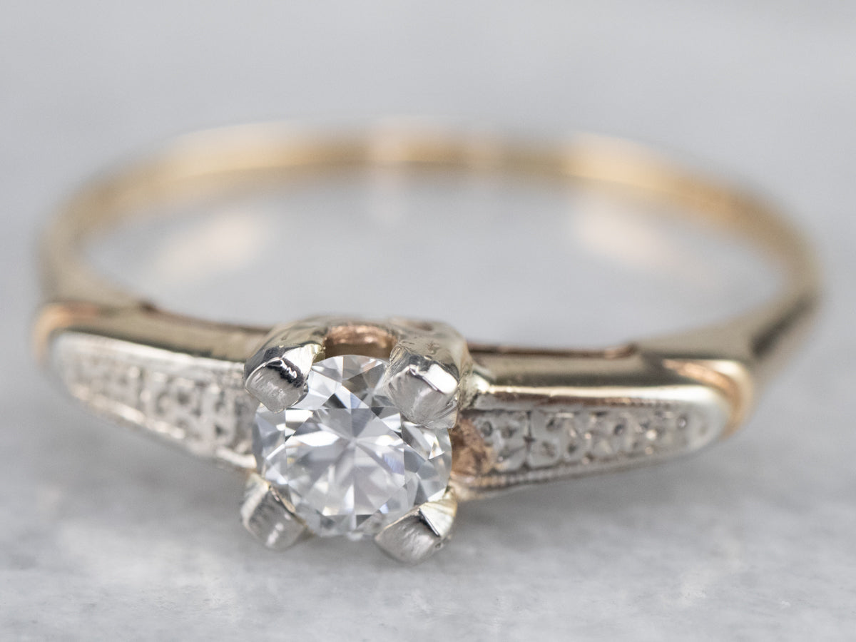 Vintage Floral Diamond Engagement Ring