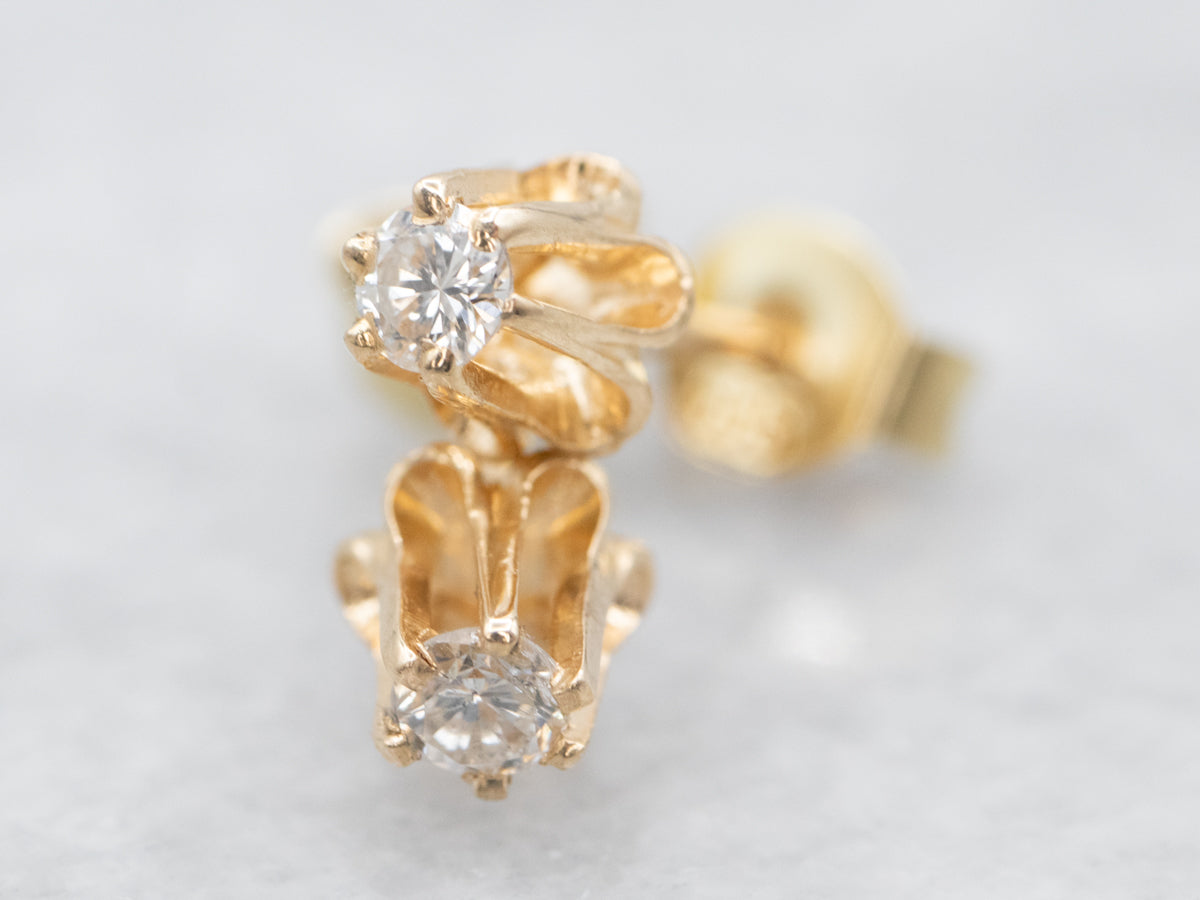 Diamond Buttercup Gold Stud Earrings