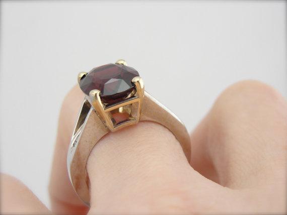 High End Pyrope Garnet, Platinum and Diamond Ladies Cocktail Ring