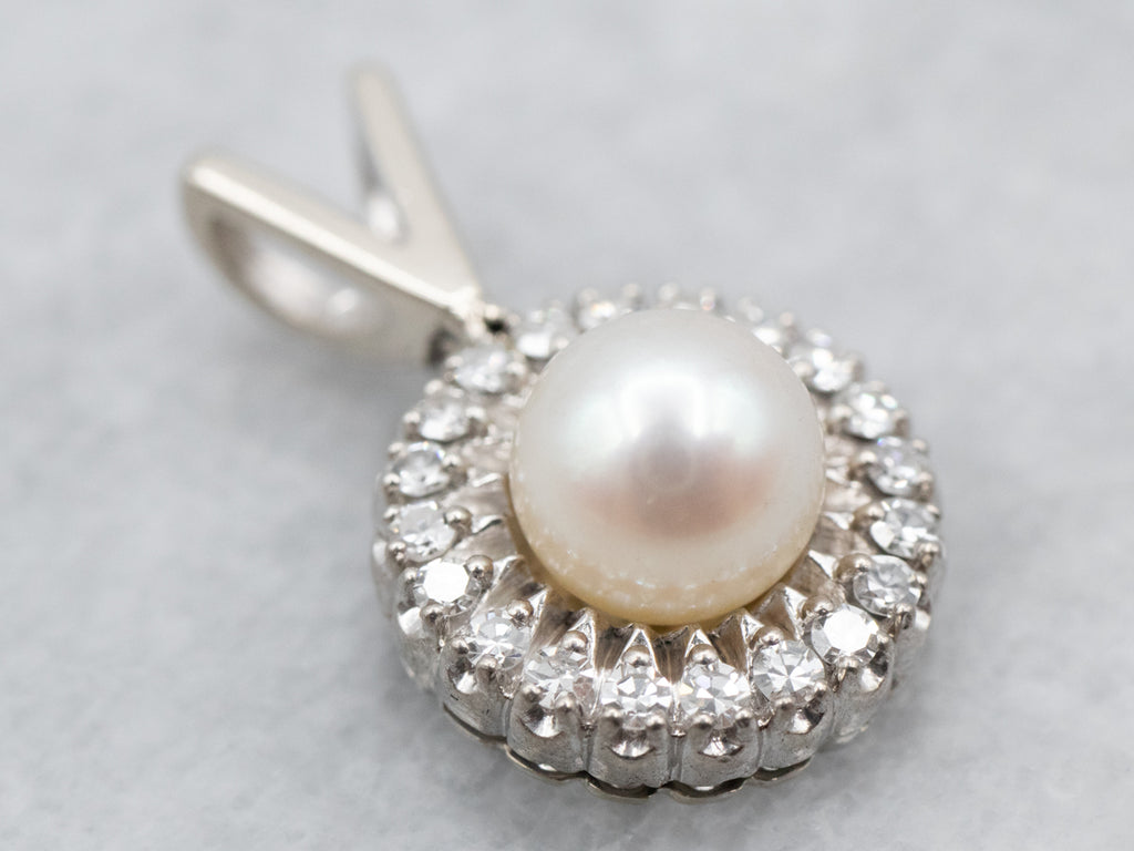 Pearl with diamond pendant hot sale