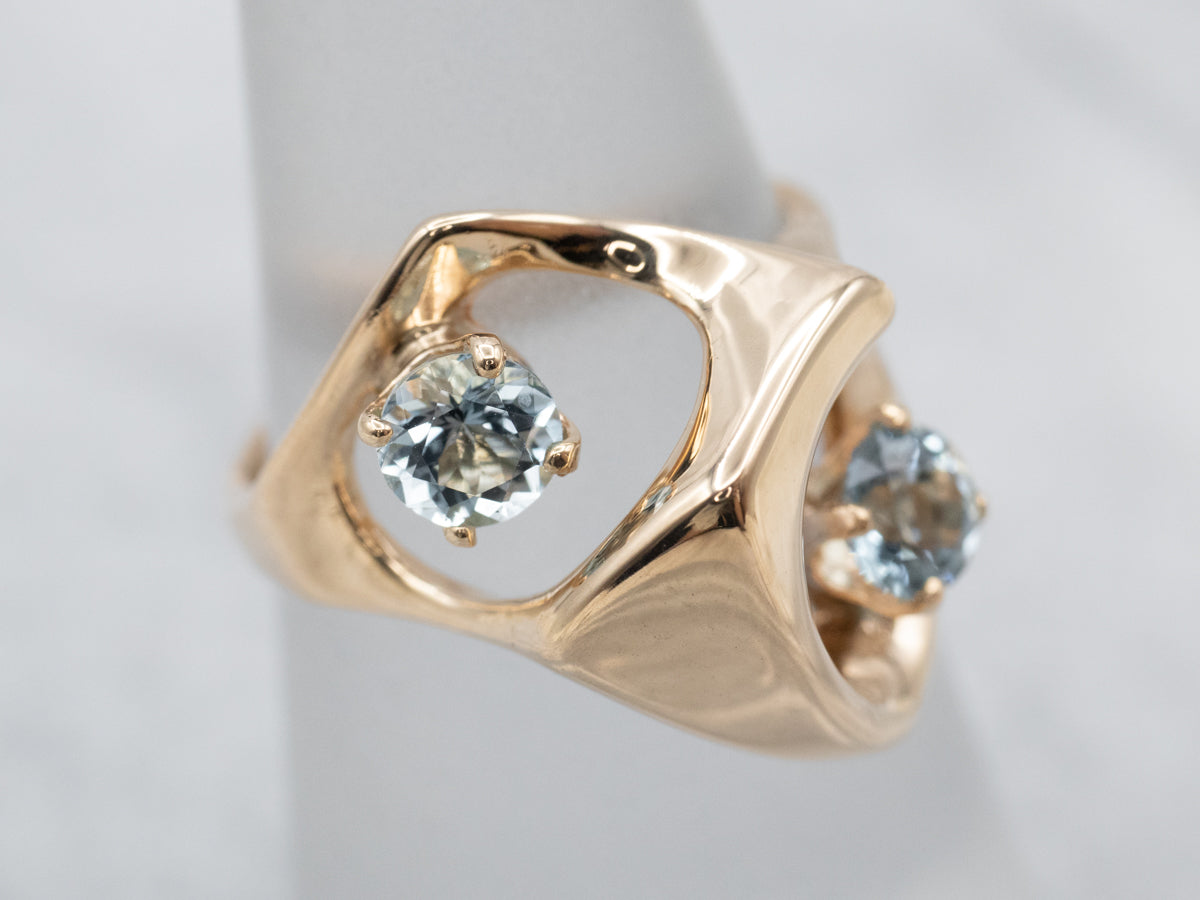 Modernist Gold Aquamarine Ring