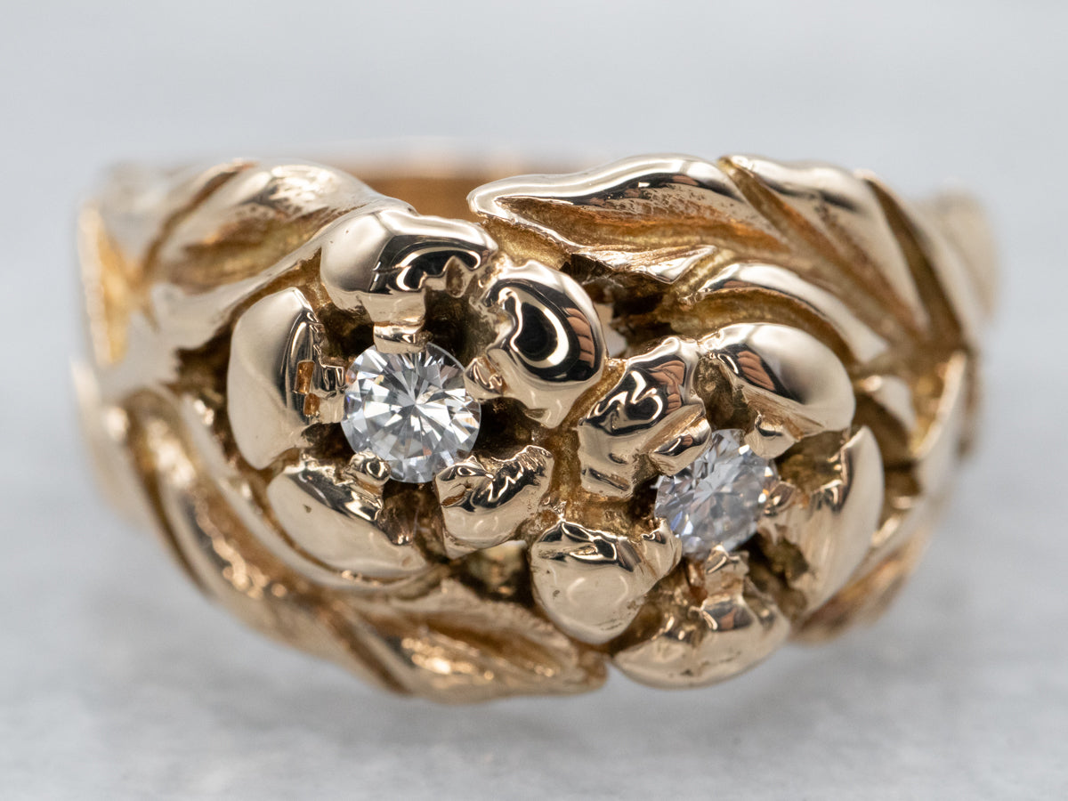 Vintage Gold Floral Diamond Ring