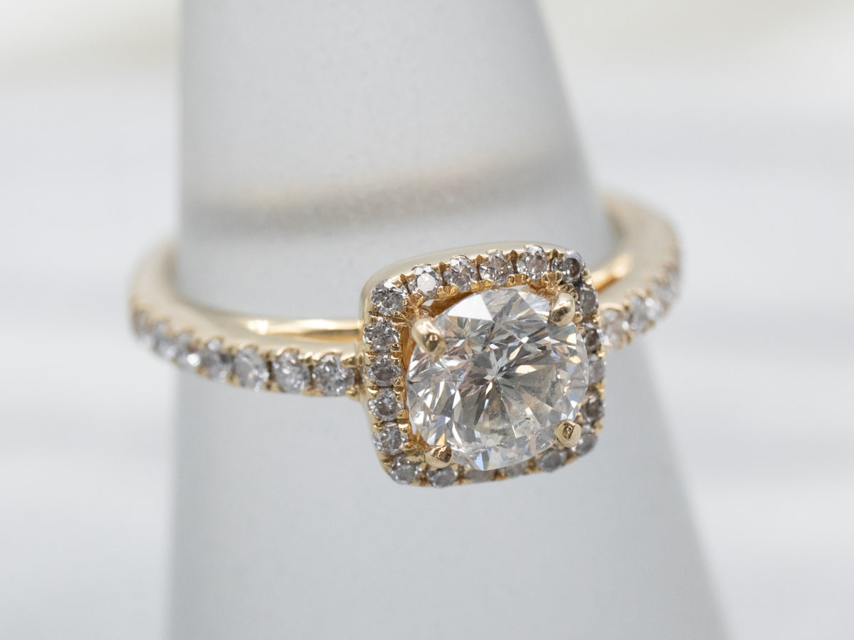 Lovely Diamond Halo Engagement Ring