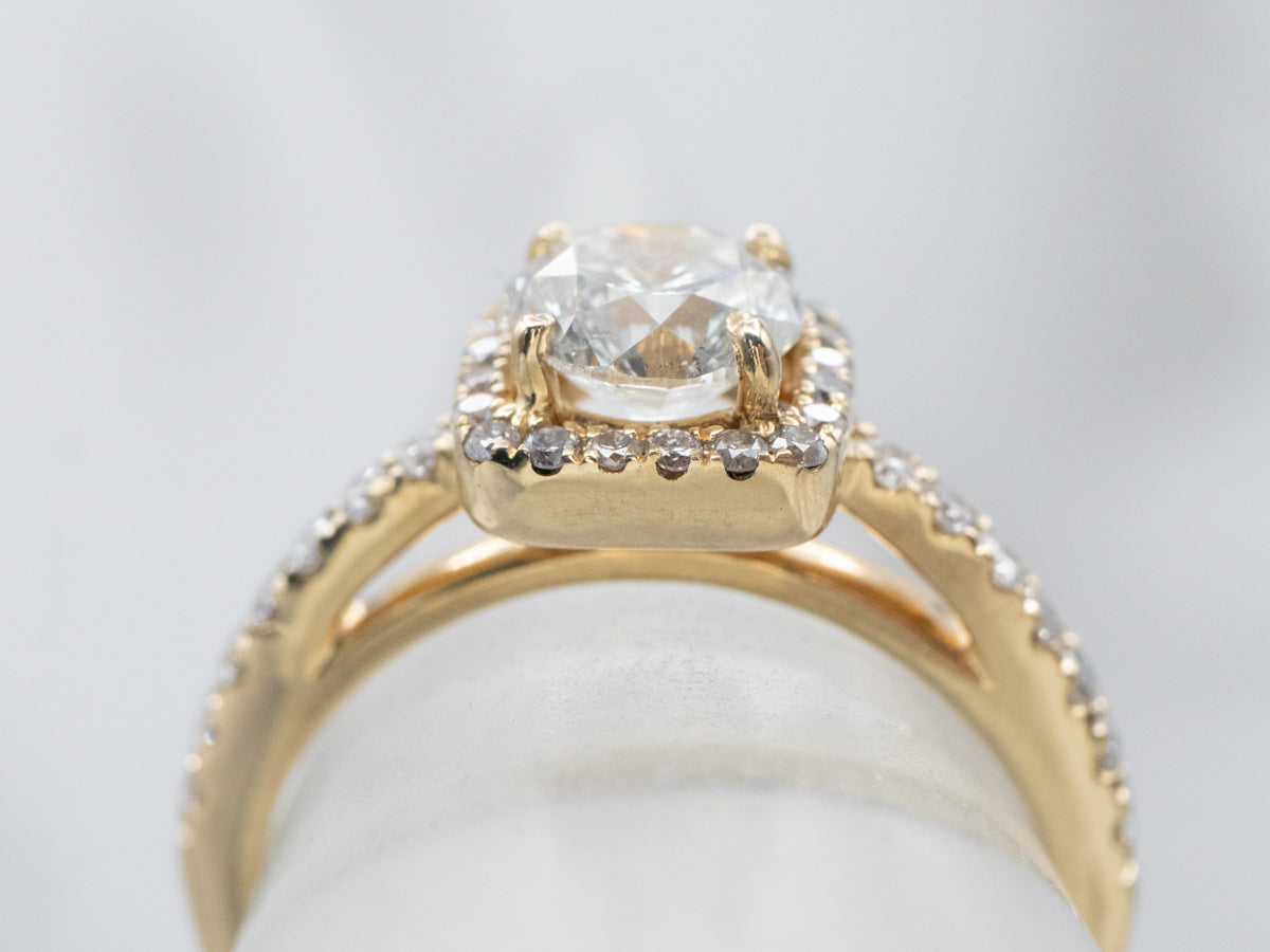 Lovely Diamond Halo Engagement Ring