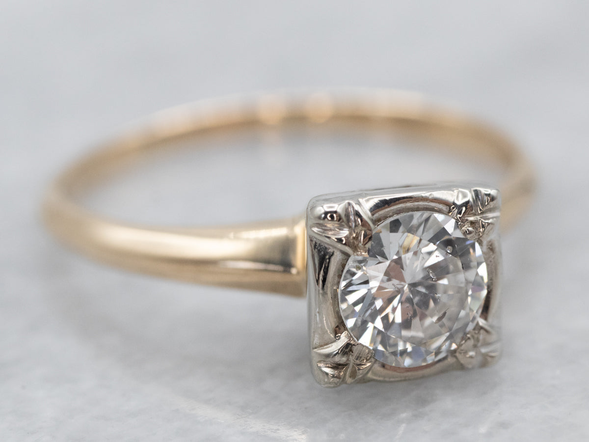 Retro Diamond Gold Engagement Ring