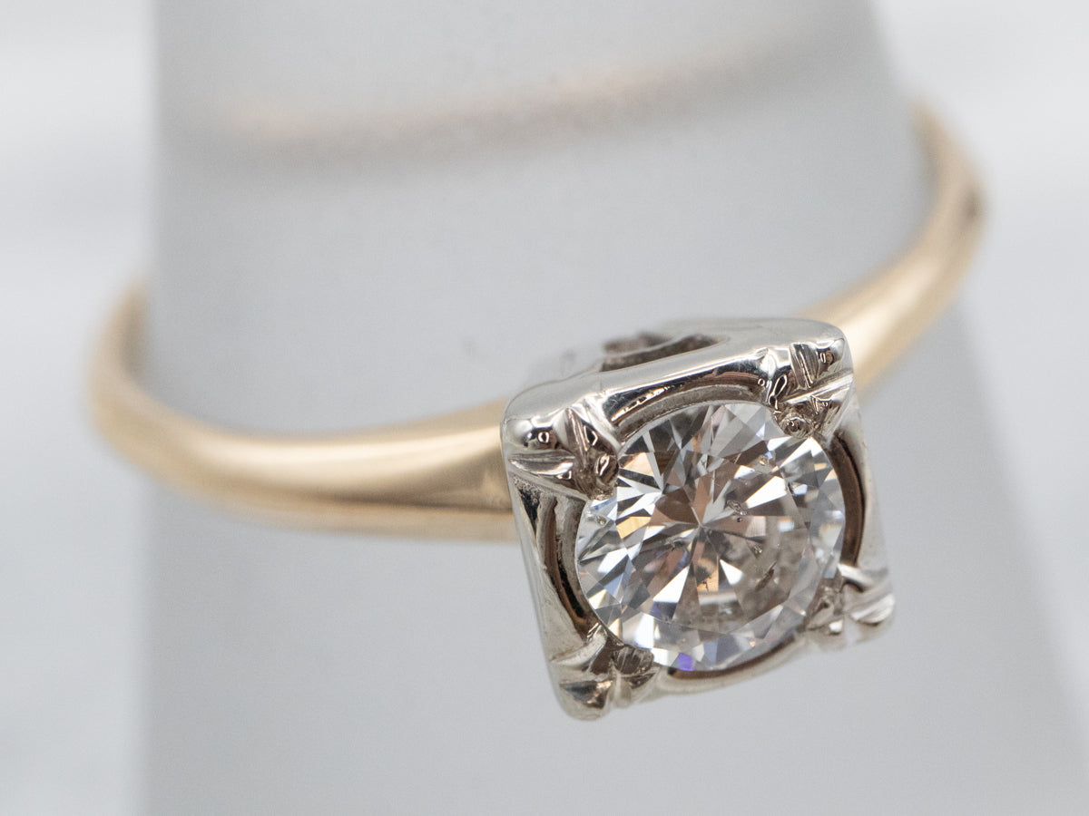 Retro Diamond Gold Engagement Ring