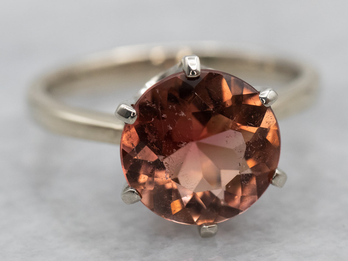 14K White Gold Pink Tourmaline Solitaire Ring