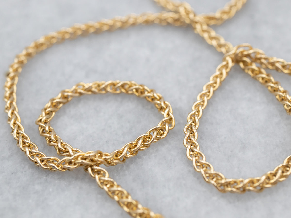 Woven Yellow Gold Wheat Chain