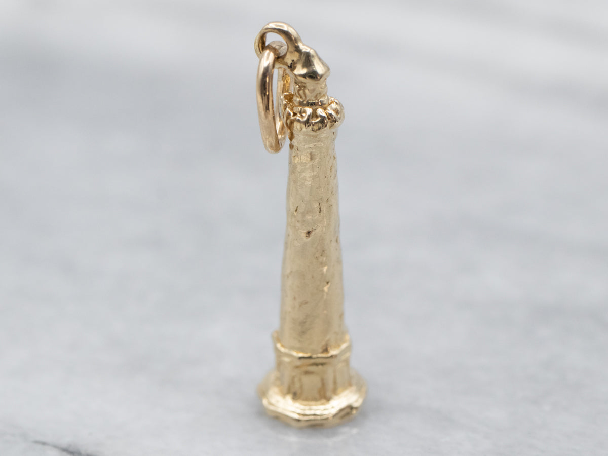 Coastal Lighthouse Gold Charm Pendant