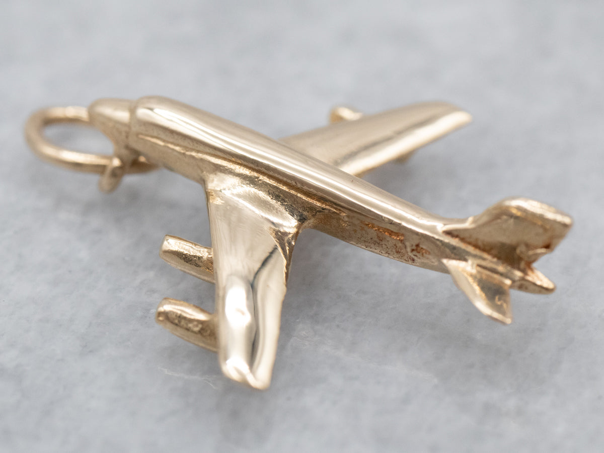 Vintage Yellow Gold Airplane Charm