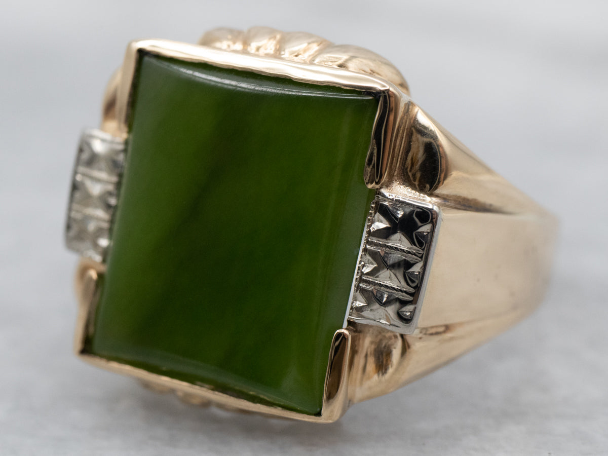 Retro Era Men&#39;s Jade Ring