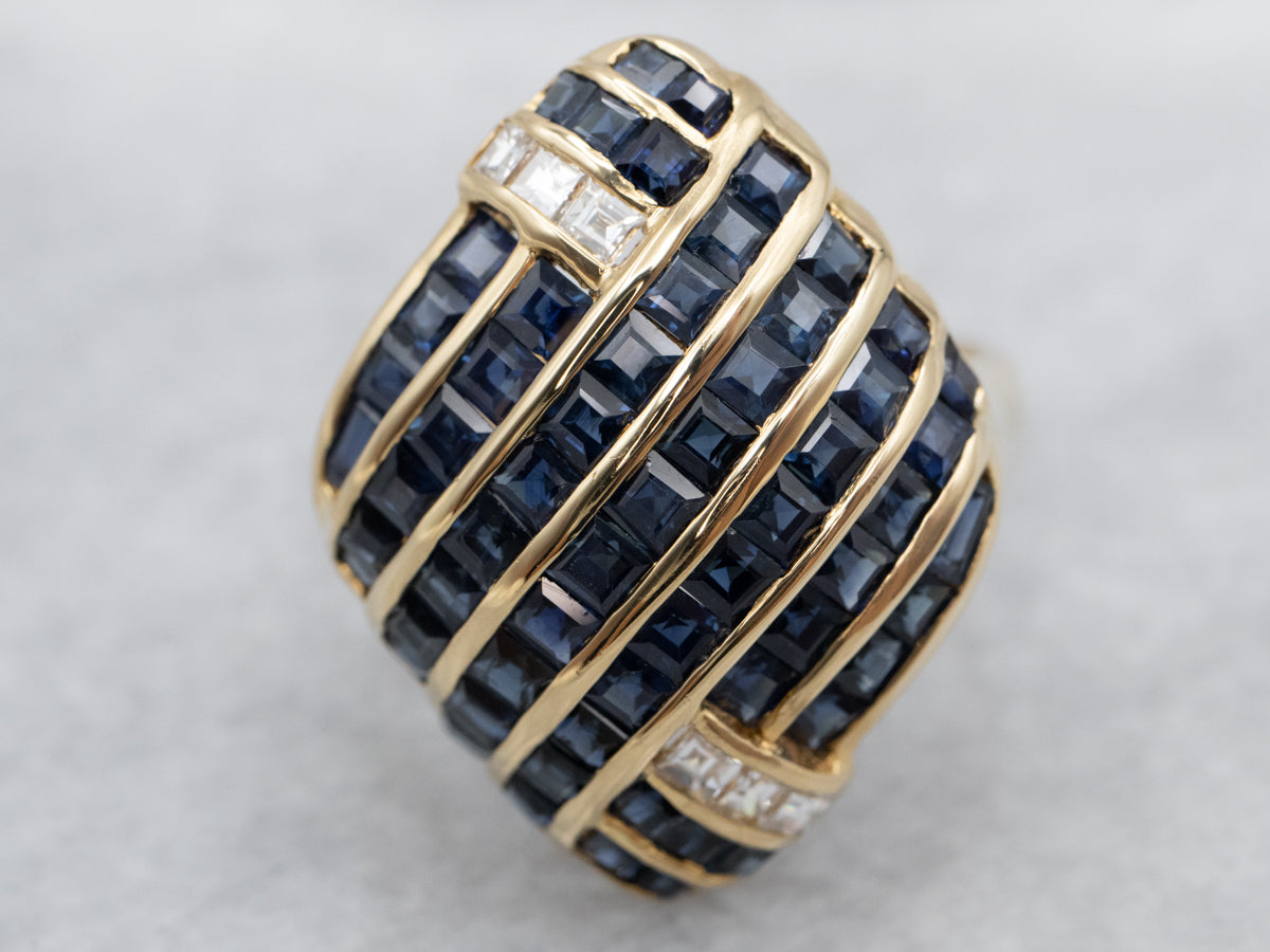 Modern Sapphire and Diamond Ring