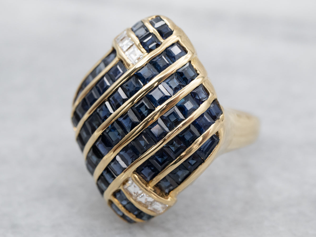 Modern Sapphire and Diamond Ring