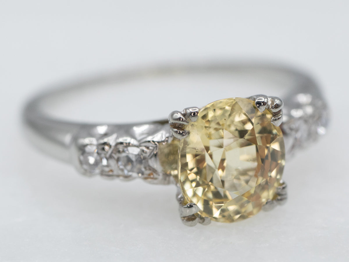 Retro Era Yellow Sapphire and Diamond Ring