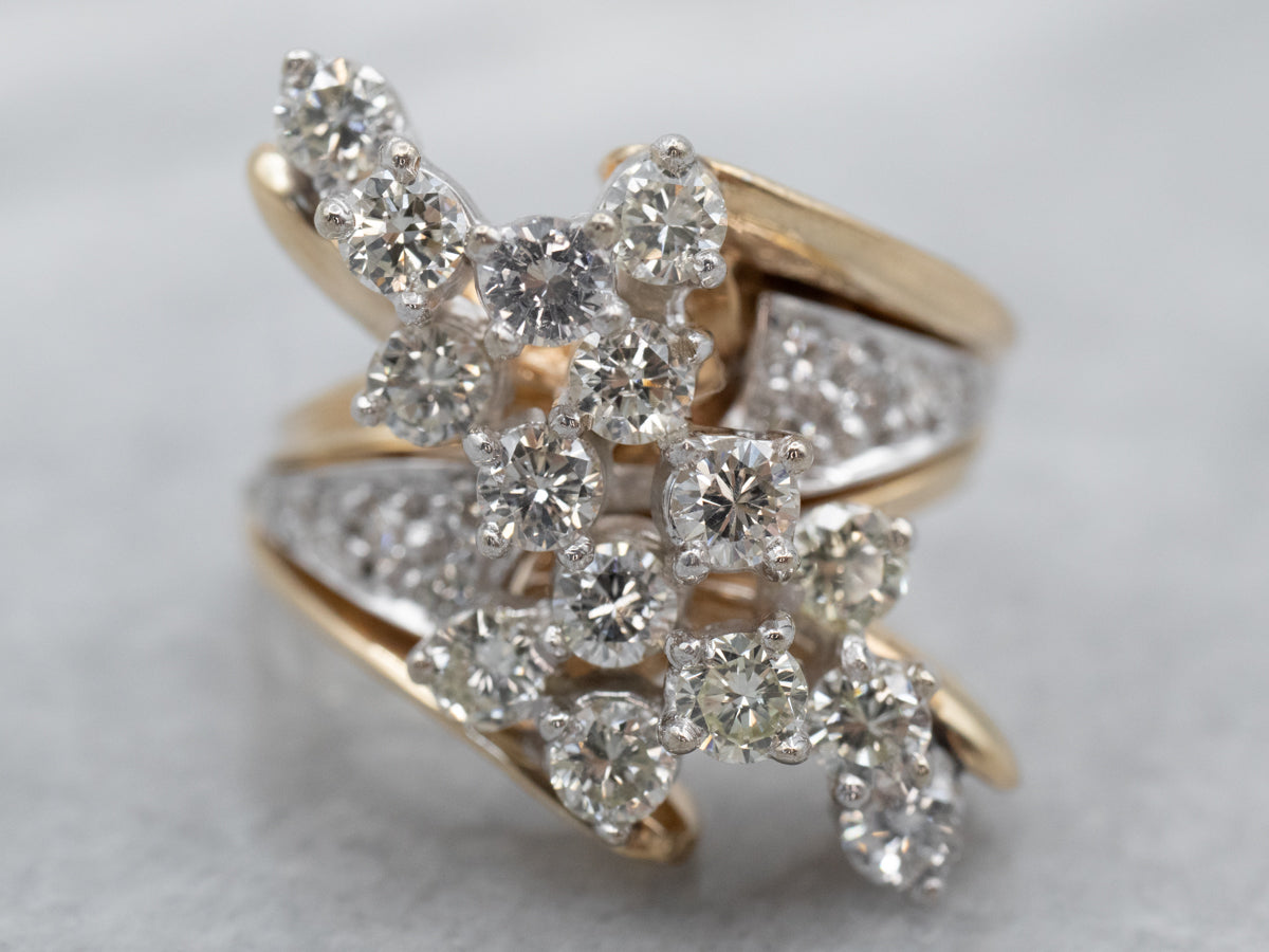 Vintage Diamond Cluster Bypass Ring