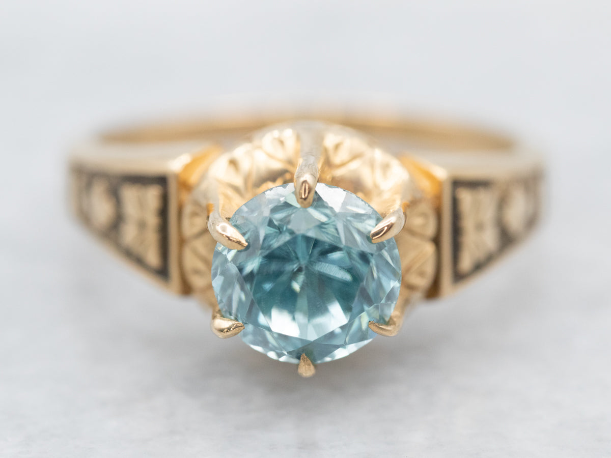 Victorian Blue Zircon Solitaire Ring