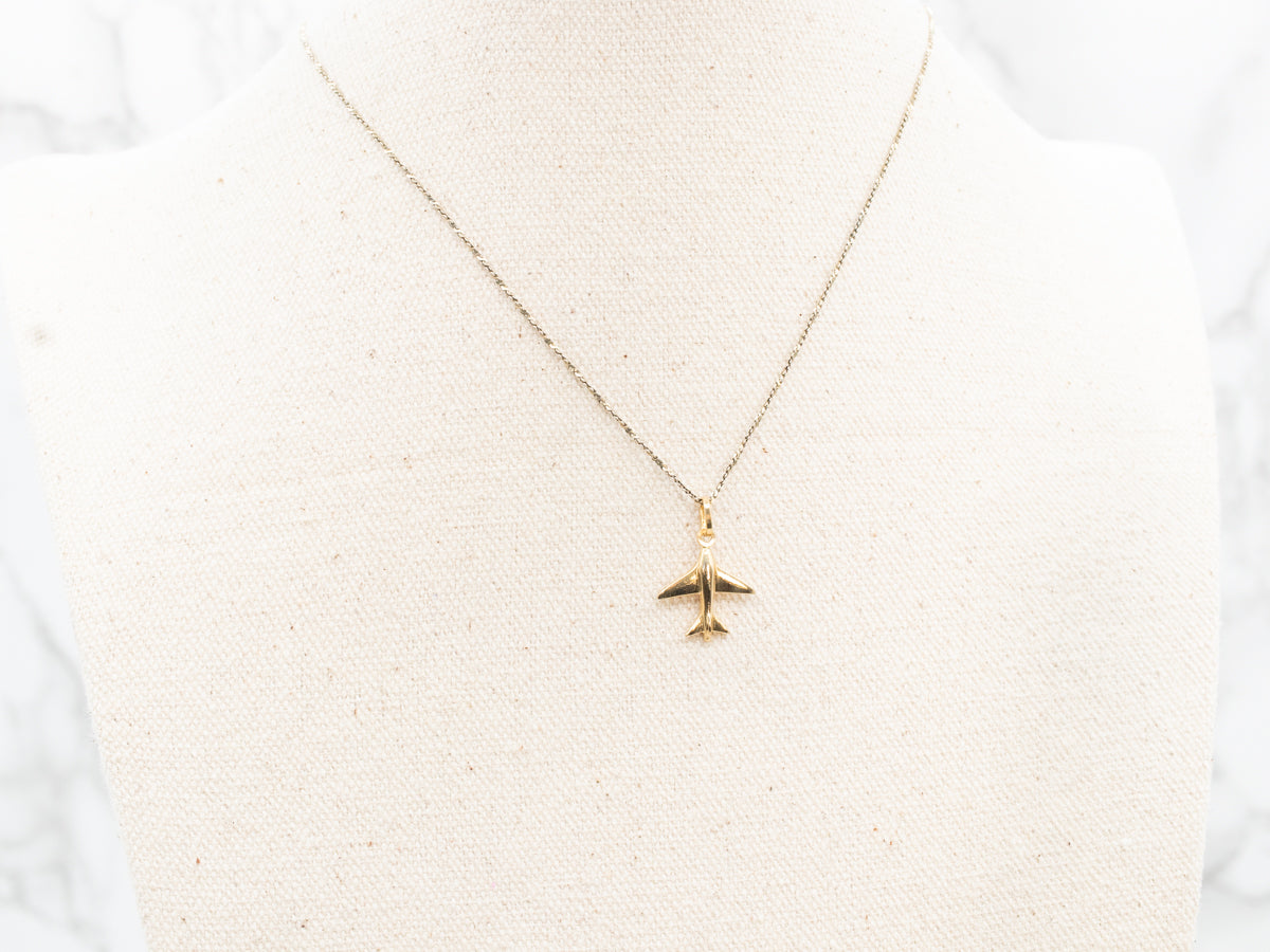18k gold airplane necklace online