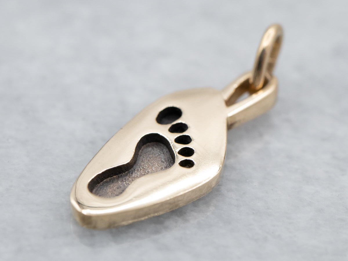 Gold Silhouette Foot Print Charm