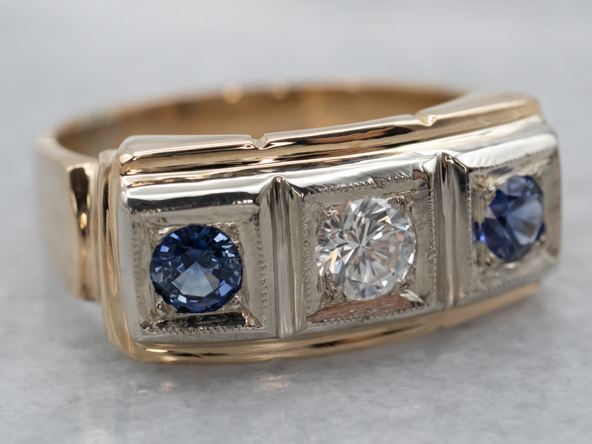 Retro Era Sapphire and Diamond Ring