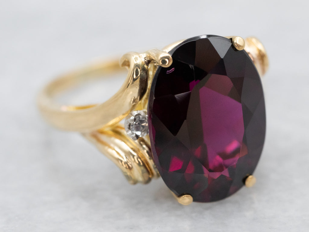 Vintage Grape Garnet and Diamond Ring