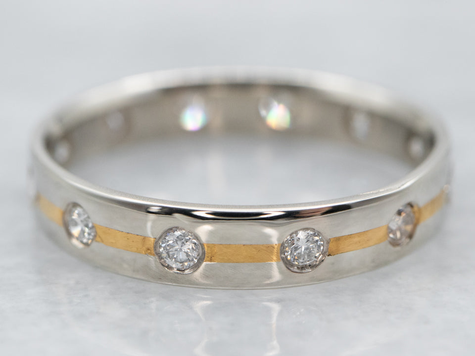 Two Tone Gold Diamond Eternity Band