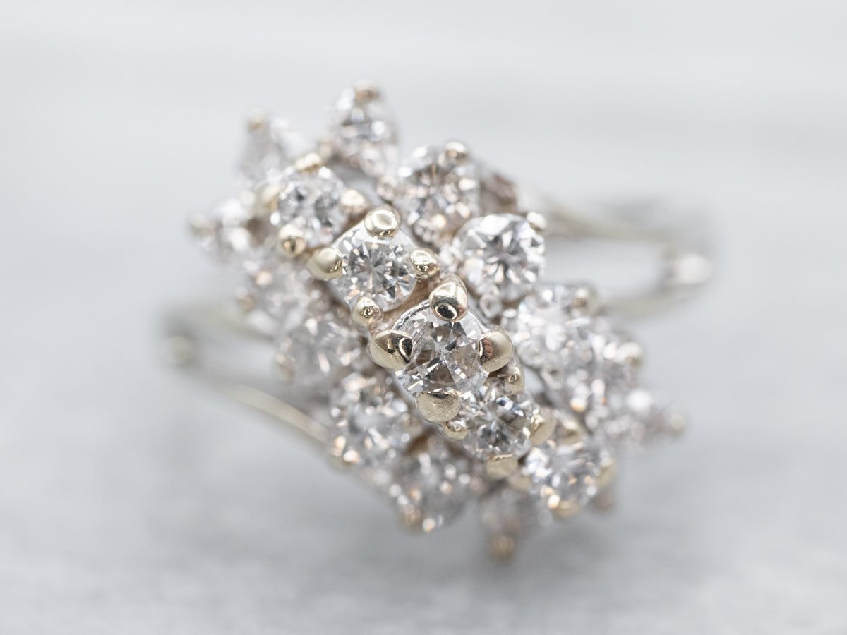 Fantastic 1980s Diamond Cluster Ring