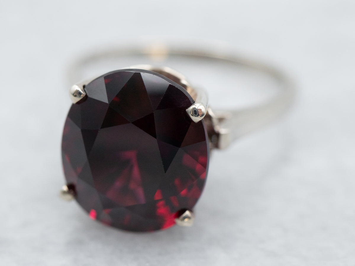 Oval Pyrope Garnet Solitaire Ring