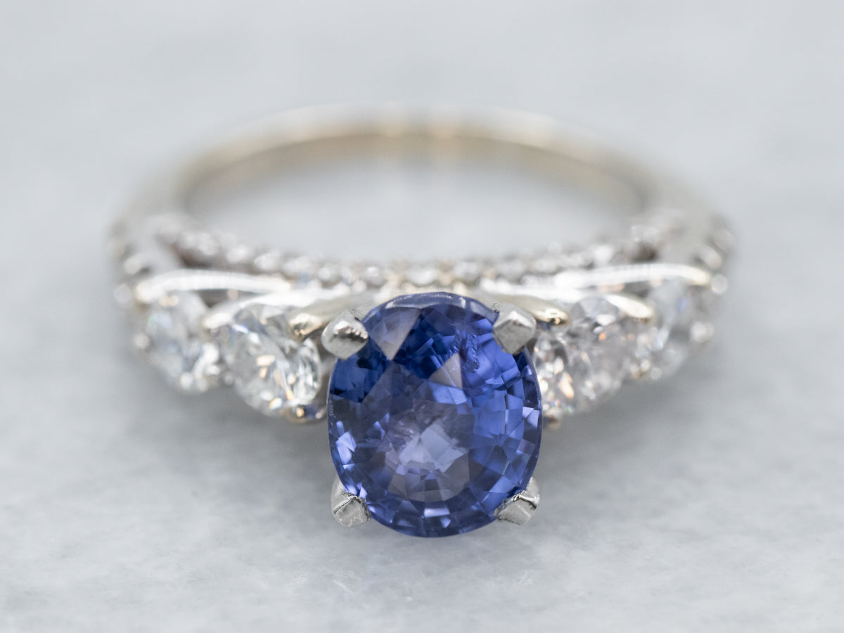 Mixed Metal Sapphire and Diamond Engagement Ring