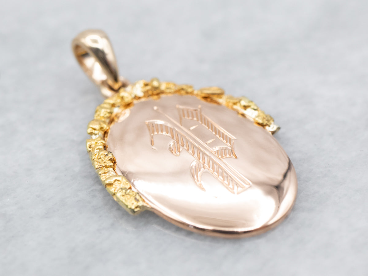 Gold Nugget Monogrammed Letter &quot;P&quot; Pendant