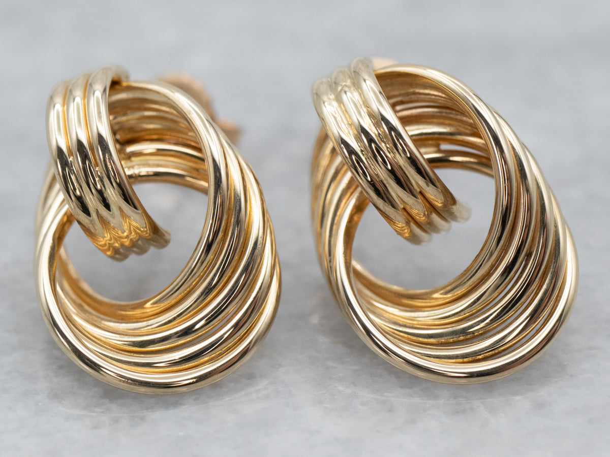 Triple Gold Hoop Stud Earrings