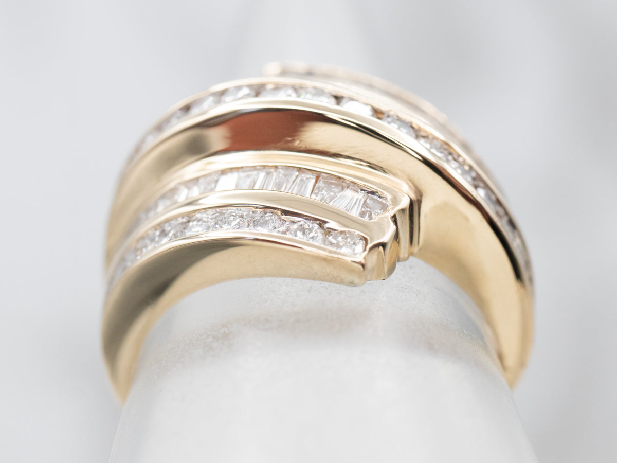 Bold Diamond Bypass Gold Band