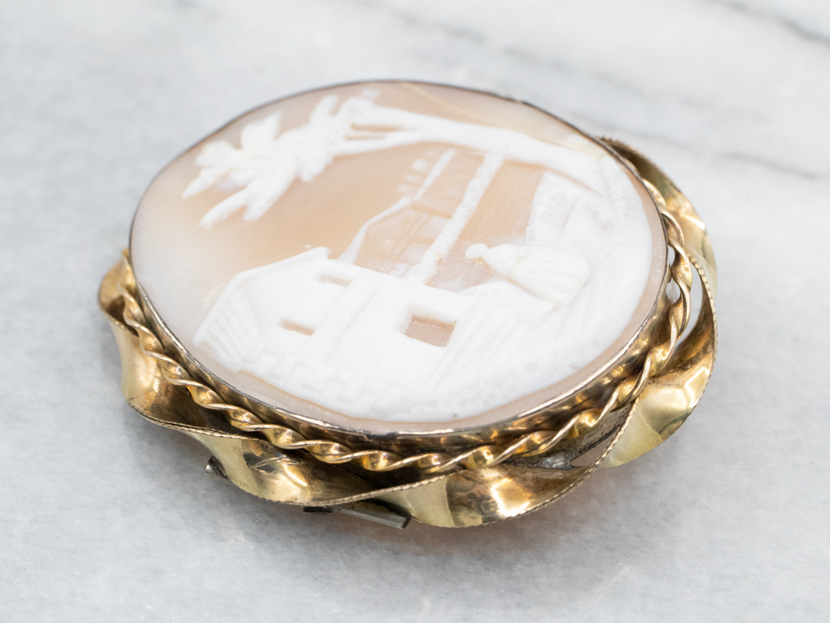 Gold Filled Rebecca By the Well Cameo Pin