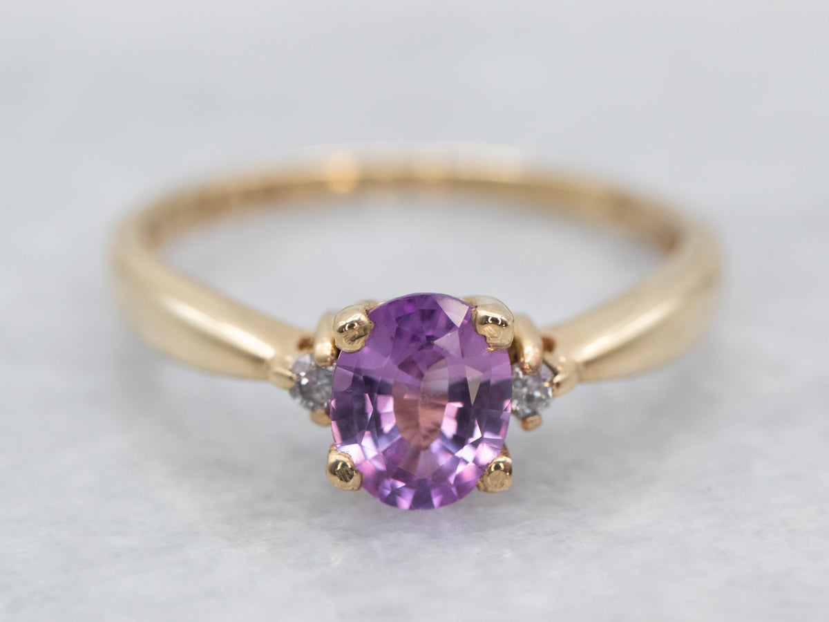 Pink Sapphire and Diamond Engagement Ring